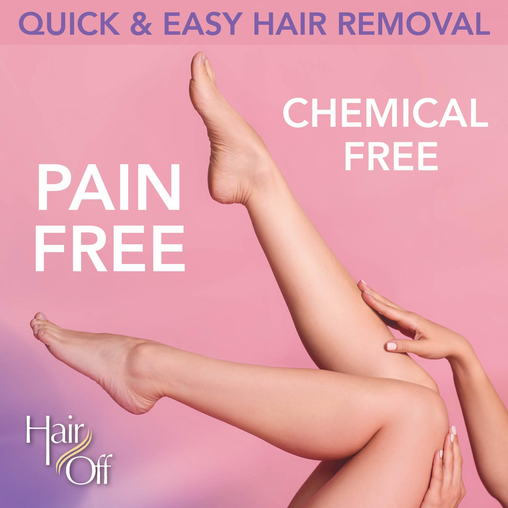 Hair Off mitten pack-box highlights convenient multi-mitten kit for full-body care