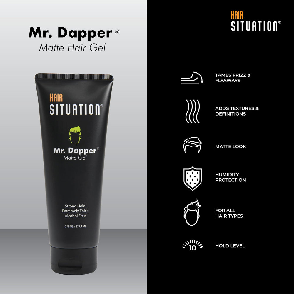 Hair Situation Mr. Dapper vitamin-enriched gel supports healthier-looking hair.