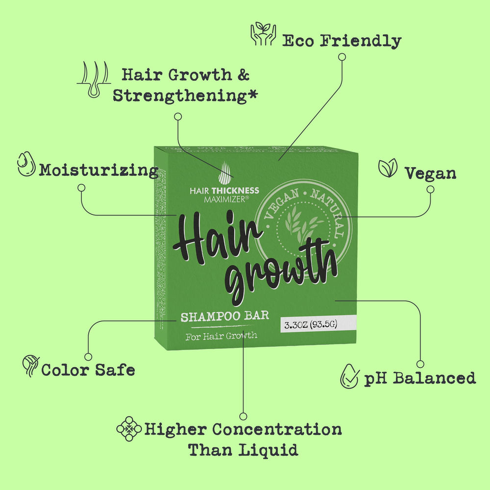 Hair Thickness Maximizer shampoo bar strengthens hair for a fuller, healthier appearance.