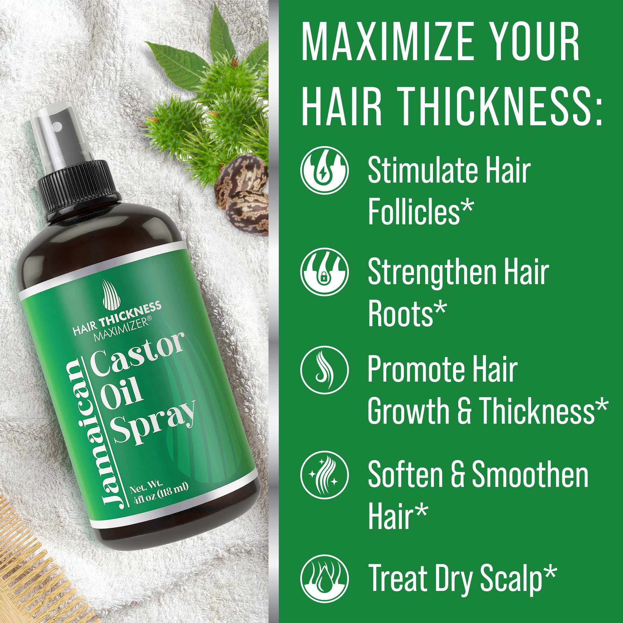 Hair Thickness Maximizer spray-on scalp application demonstrates precise mist delivery.