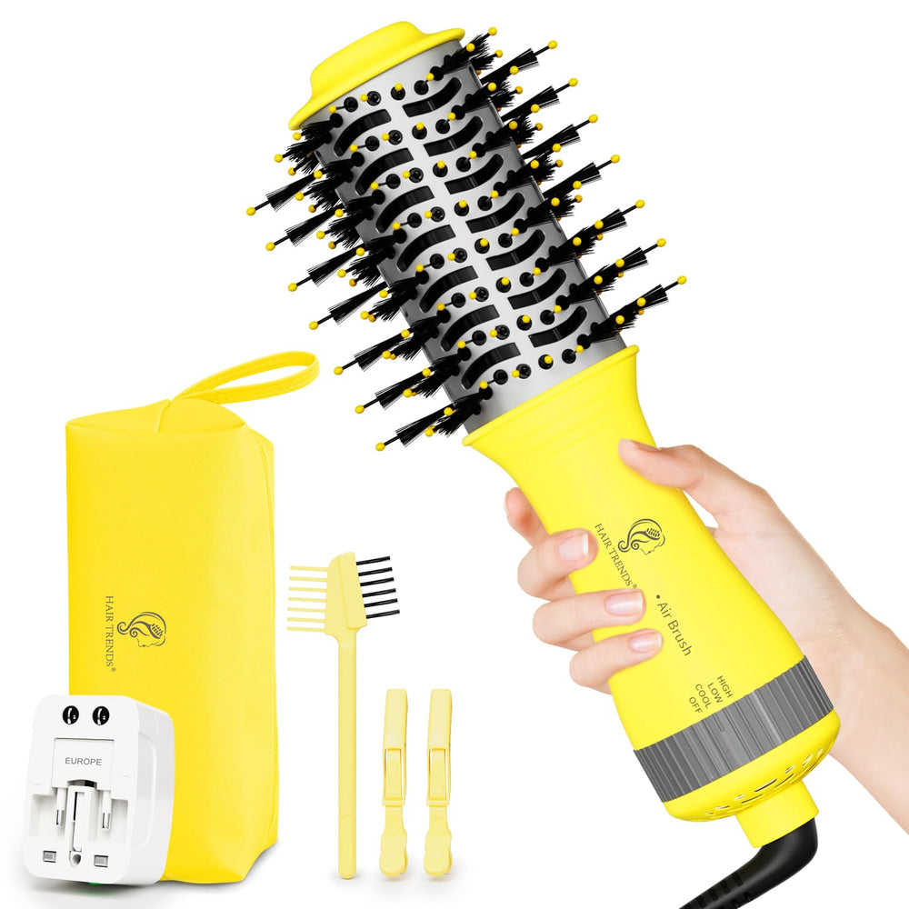 Hair trends auto dual voltage dryer-oval brush for travel styling on the go