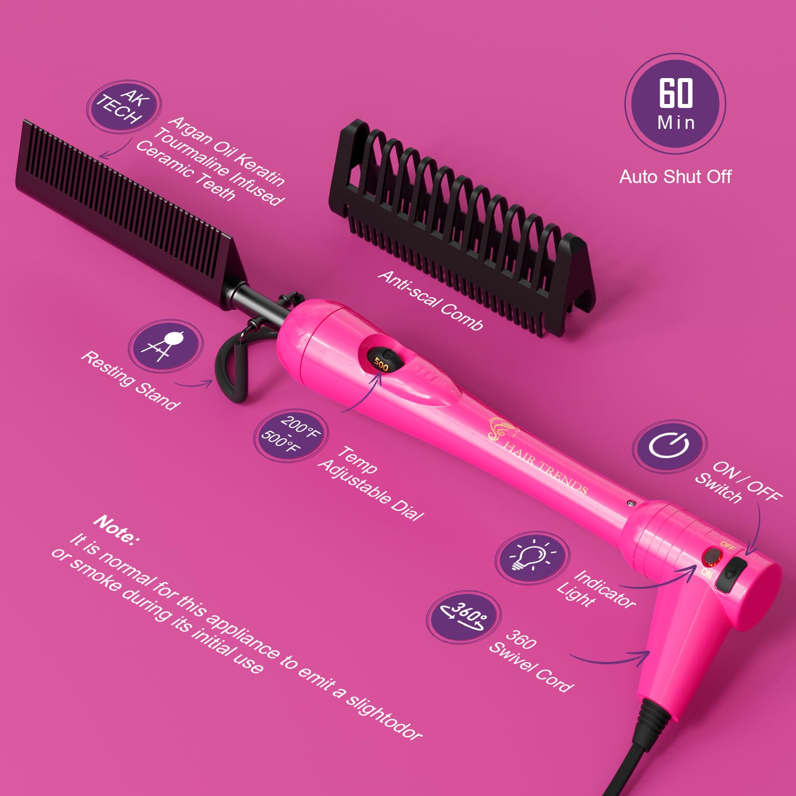 Hair Trends anti-scald shields protect the scalp during heat styling.