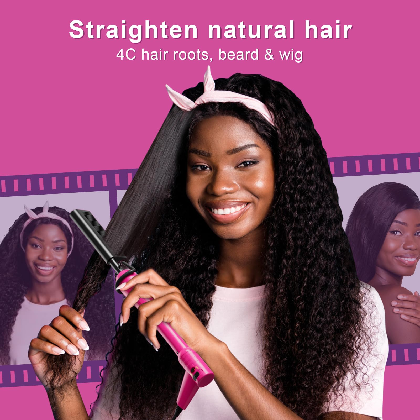 Hair Trends ceramic-technology hot comb evenly distributes heat for smoother styling.