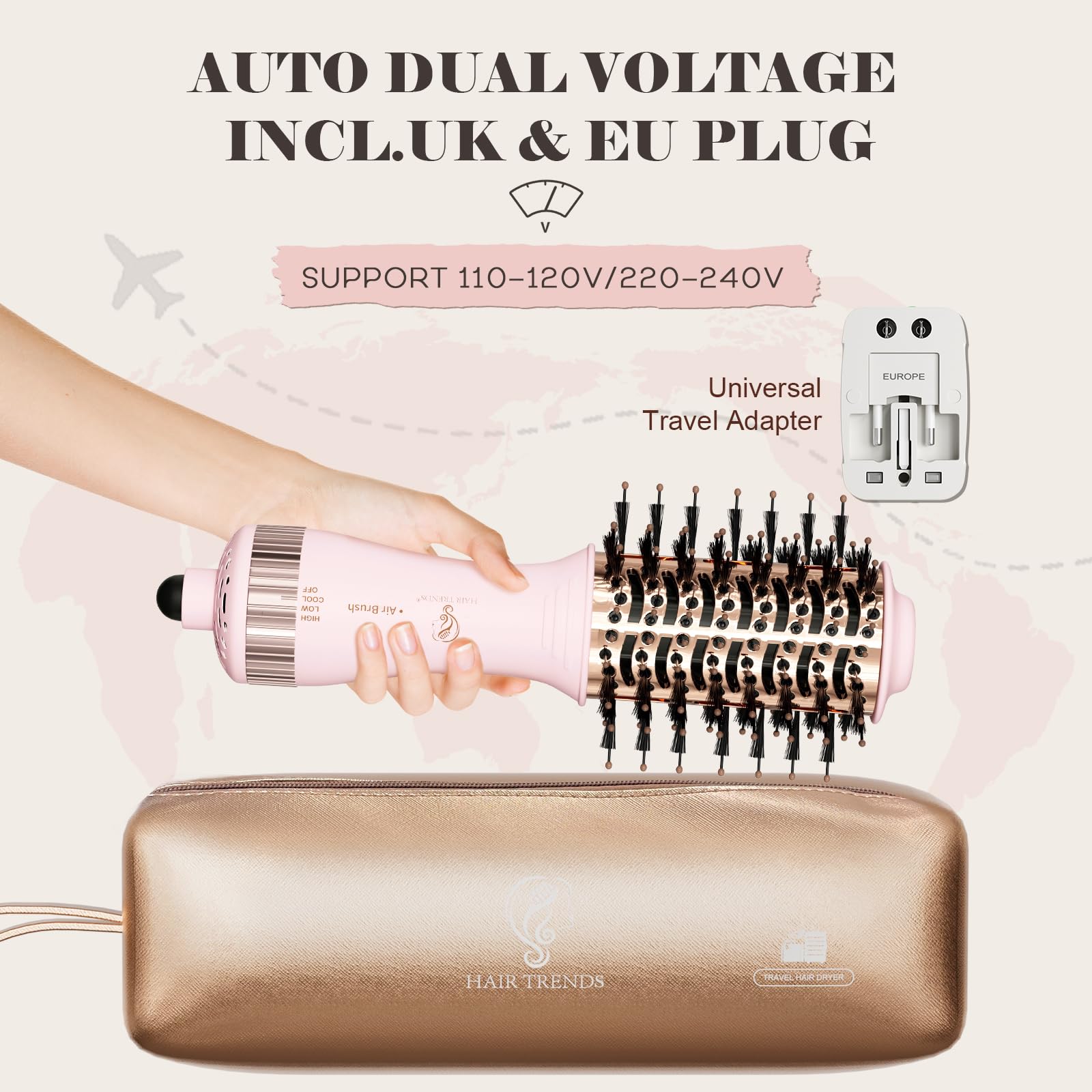 Hair Trends nano titanium technology brush detail highlighting durable coating for fast heat transfer.
