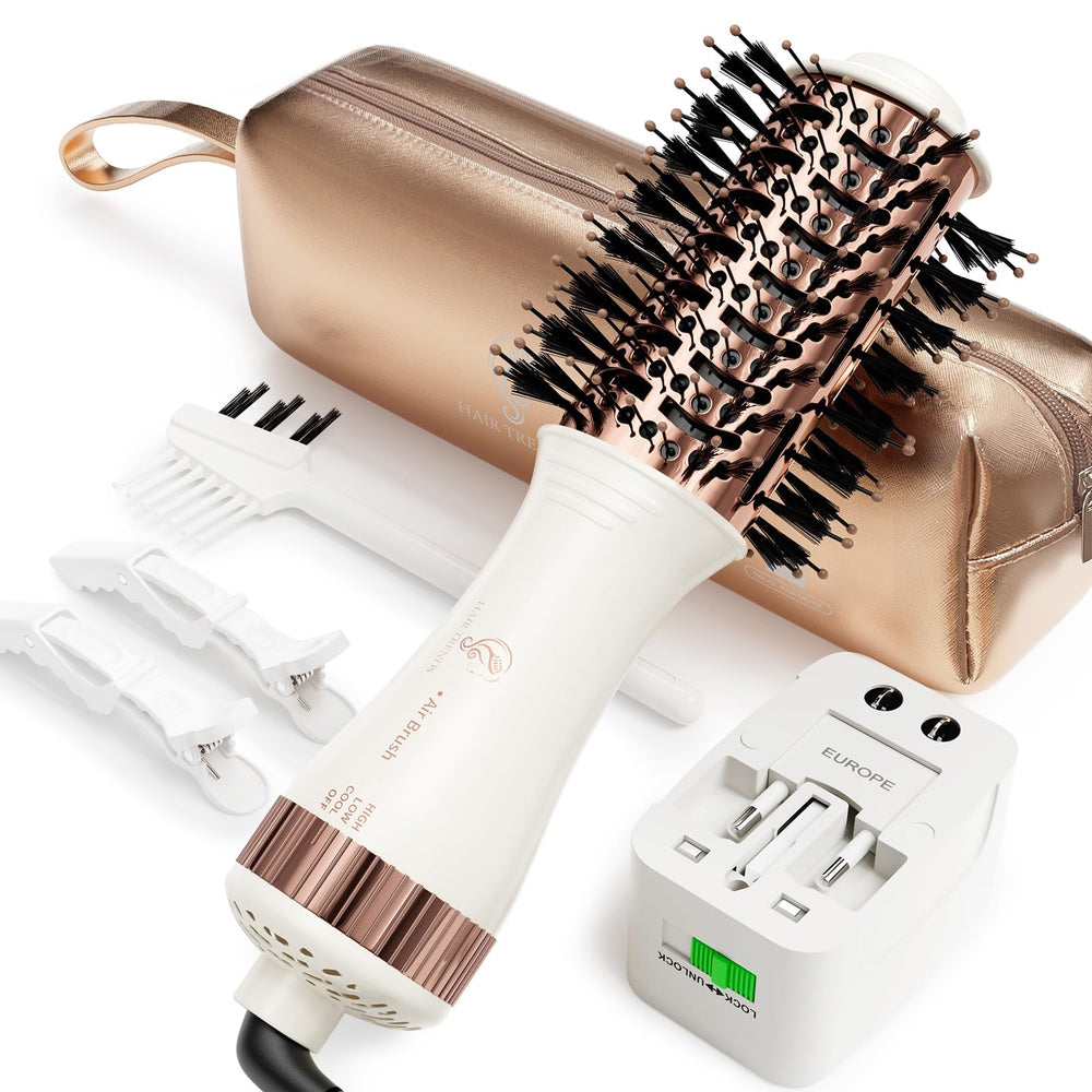 Hair Trends Travel Blow Dryer Brush oval shape for quick on-the-go styling.