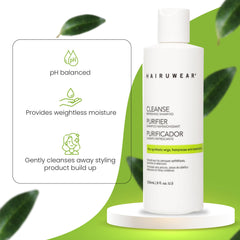 Hair U Wear cleansing shampoo demonstrates residue removal on synthetic wigs.