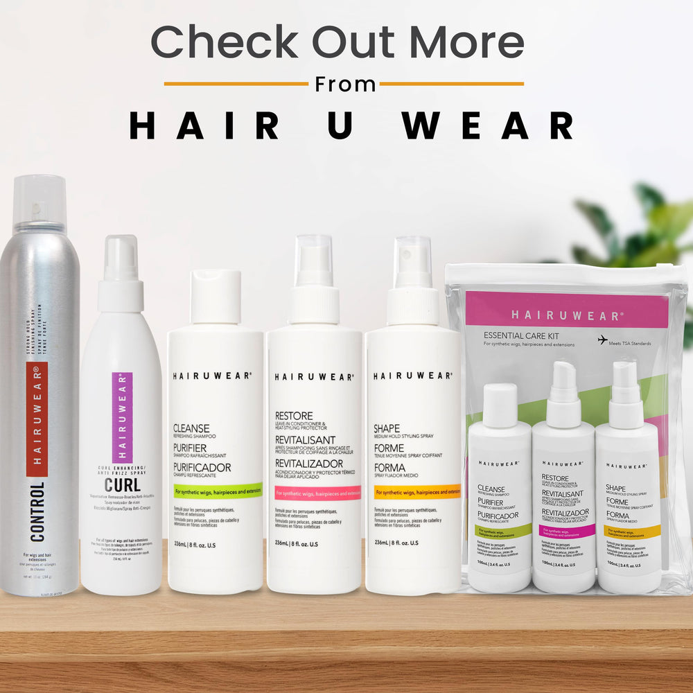 Hair U Wear eco-safe formula label signals cruelty-free, environmentally friendly care