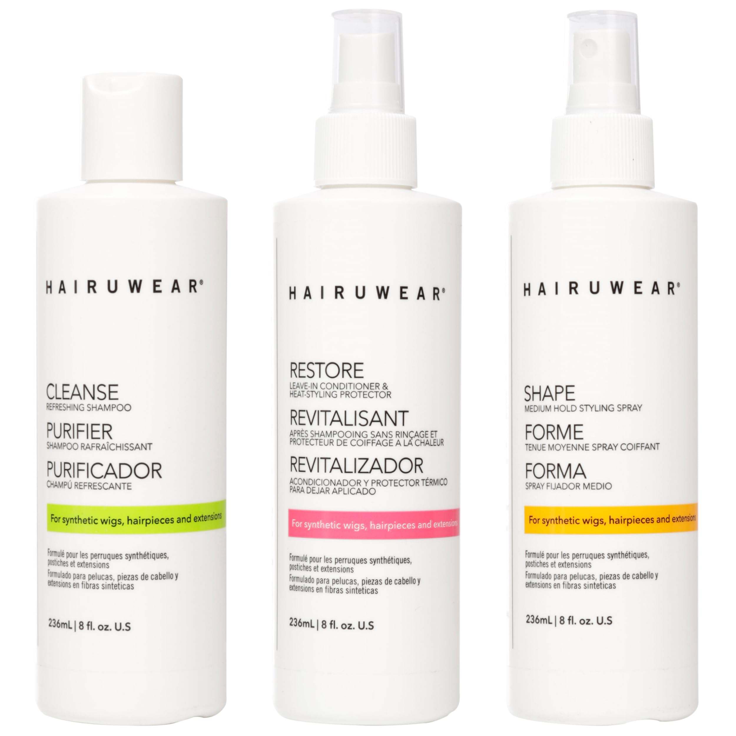 Hair U Wear shampoo bottle pour cleanses synthetic wigs gently