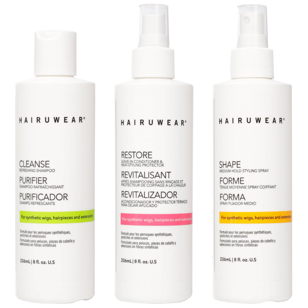 Hair U Wear shampoo bottle pour cleanses synthetic wigs gently