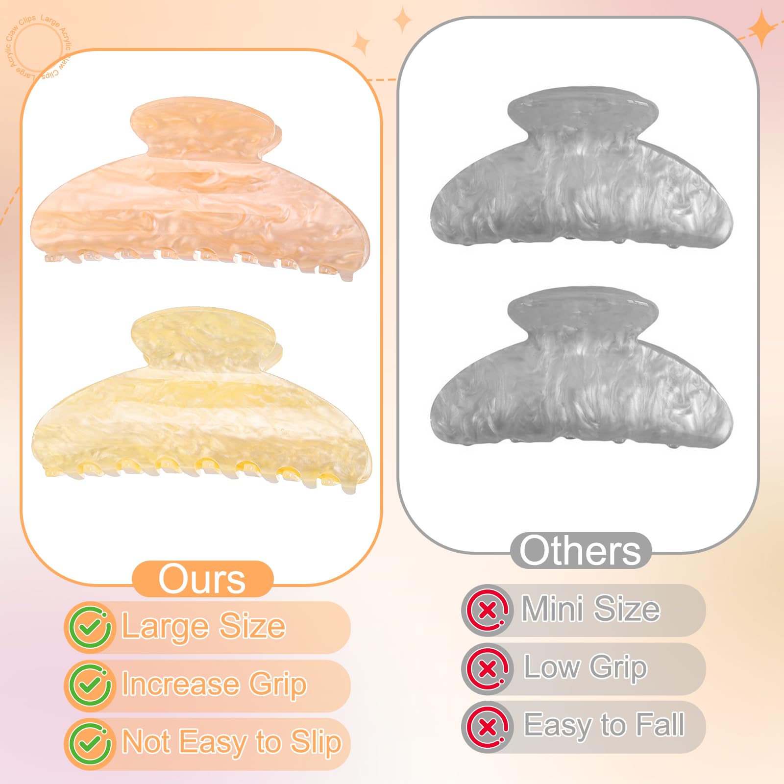 HairChrysm 4.2-inch champagne claw clip glistens while securing thicker hairstyles.