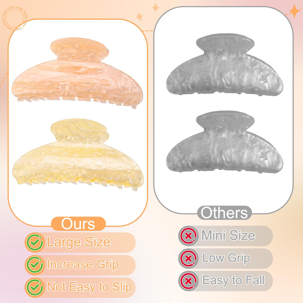 HairChrysm 4.2-inch champagne claw clip glistens while securing thicker hairstyles.