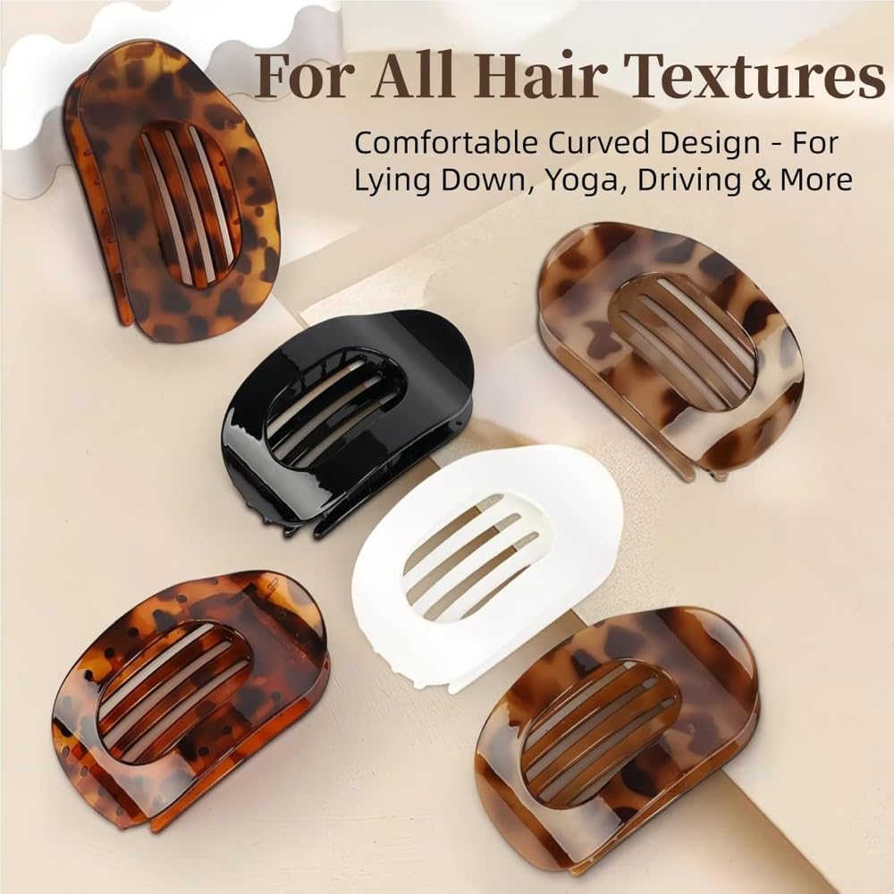 Hair clips for women round, flat-claw design emphasizes comfort and refined style.