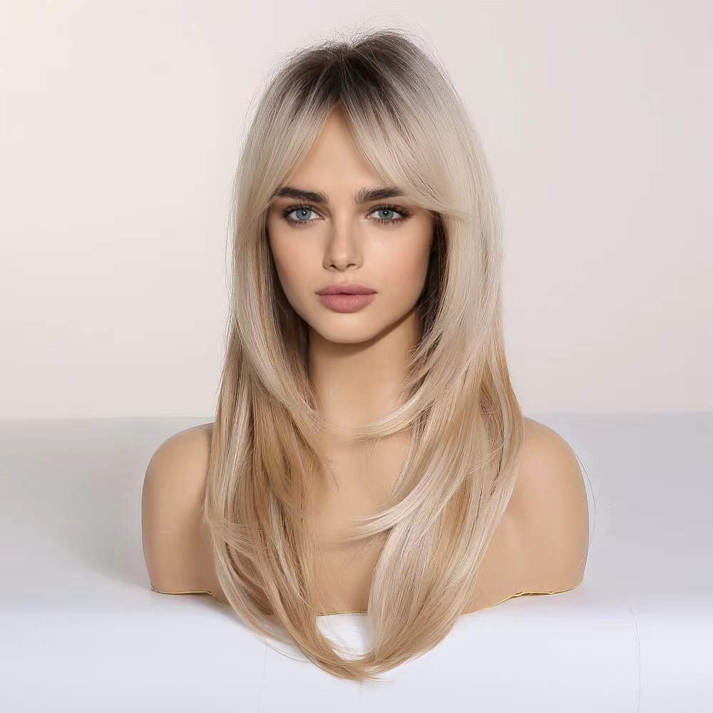 HAIRCUBE Blonde Wigs Shoulder-Length styling with soft curls for versatile day-to-night looks.