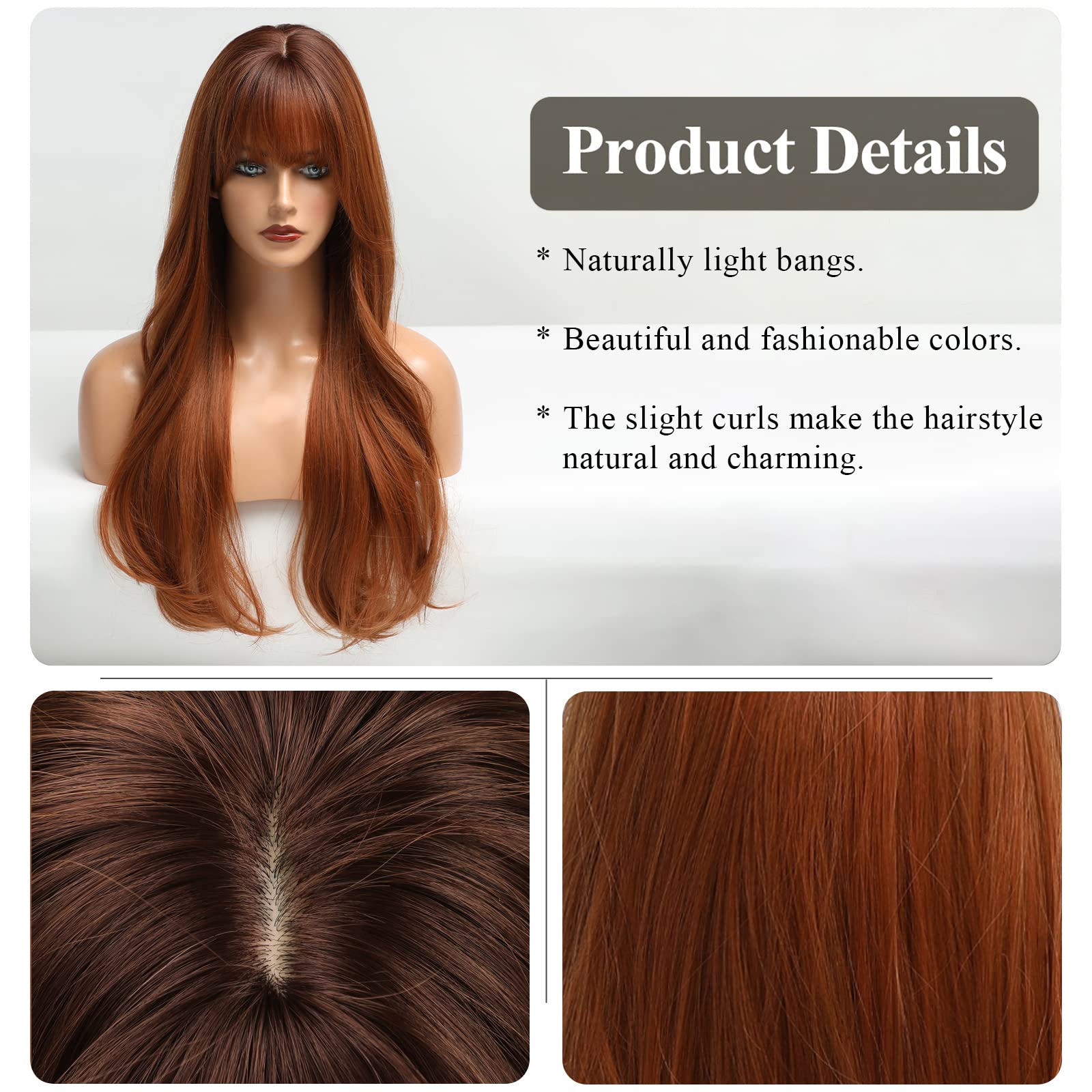 HAIRCUBE wig with bangs flowing front view for versatile styling