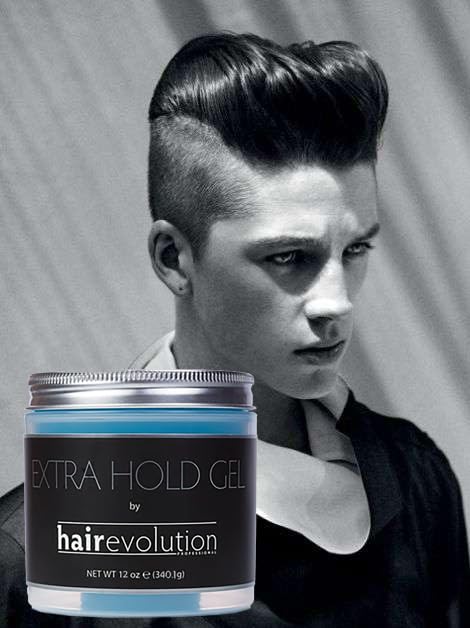 Hairevolution Extra Hold Gel being used for precise hair styling by hand.