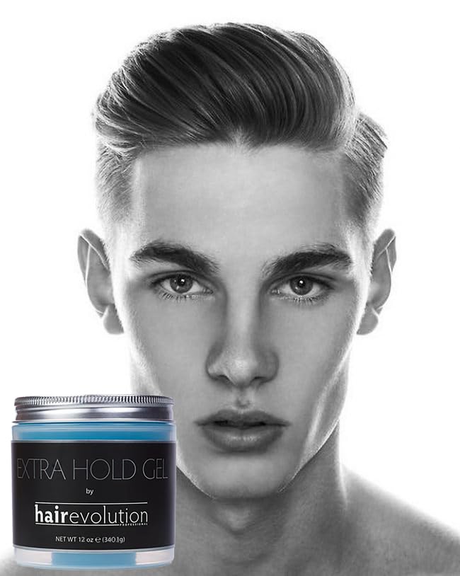 Hairevolution Extra Hold Gel applied to wet hair for strong styling control.