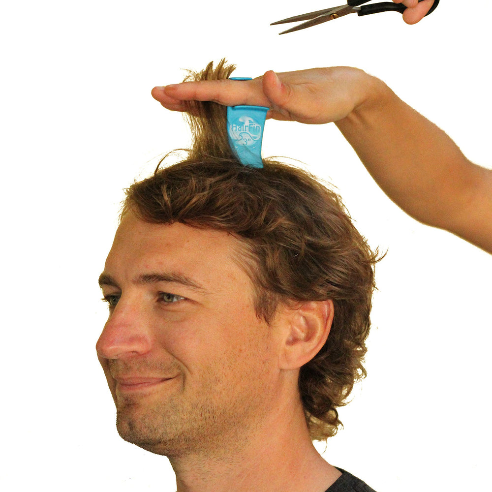 HairFin Original Haircut Tool Kit 4-inch guide for salon-quality medium to long cuts.