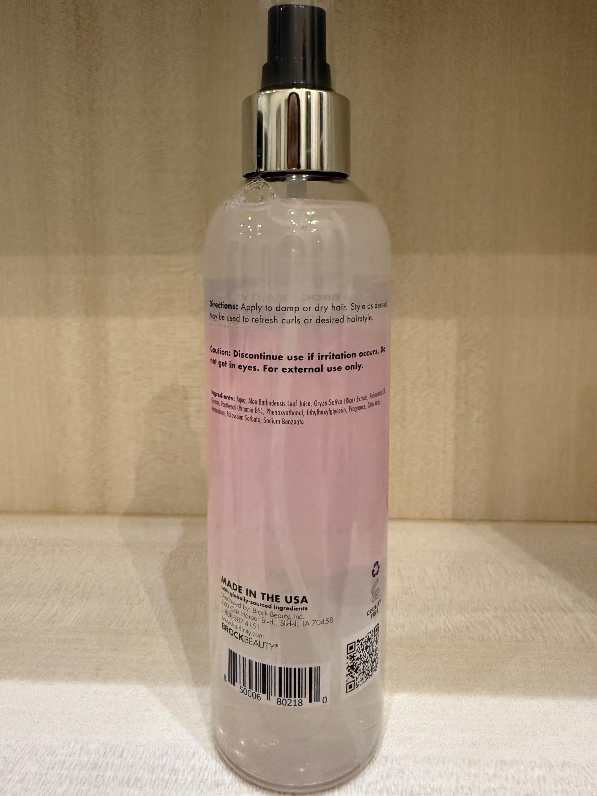 Hairfinity Rice Water Hair Mist used on damaged hair to boost moisture.