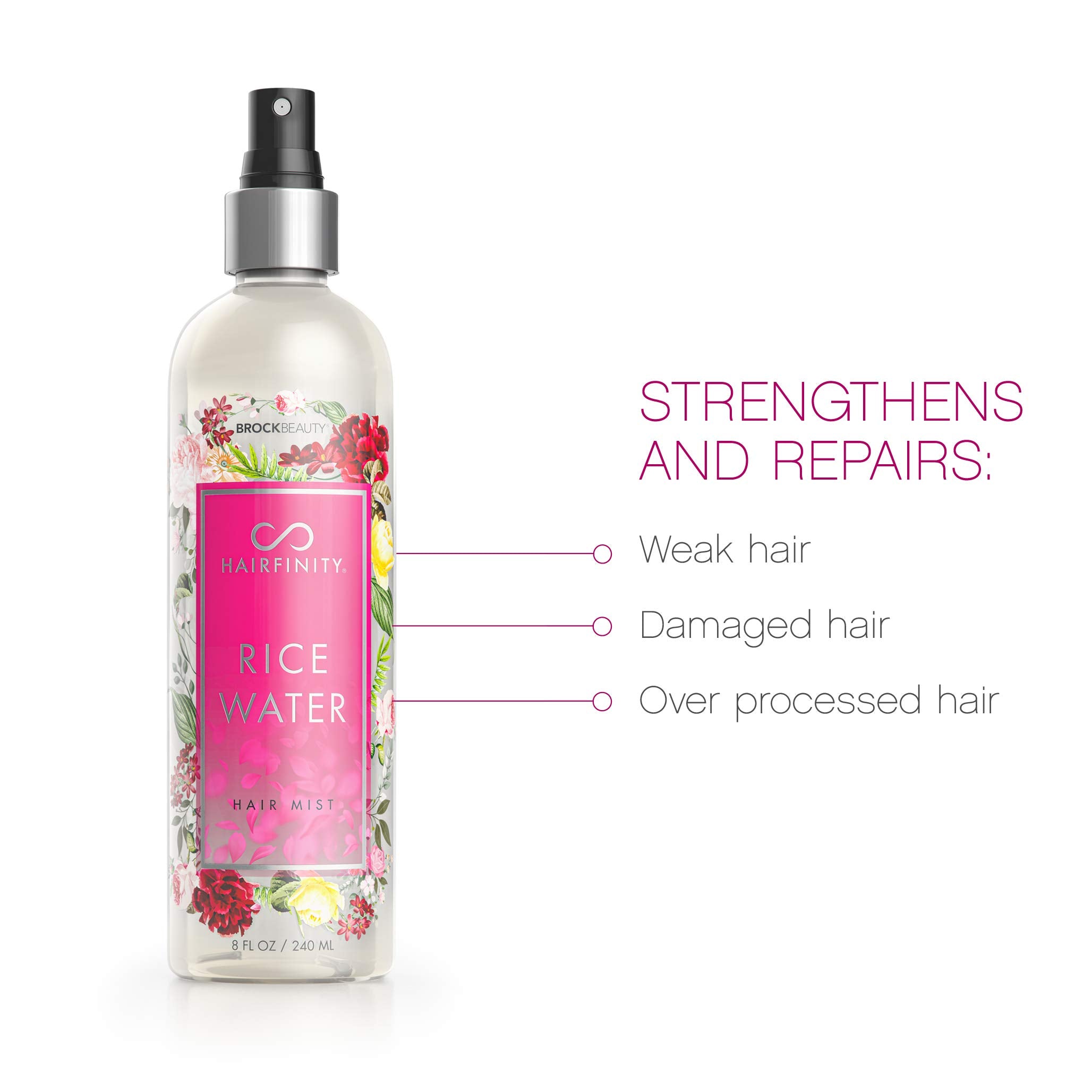 Hairfinity Rice Water Hair Mist on hair shows shine and smoother texture.