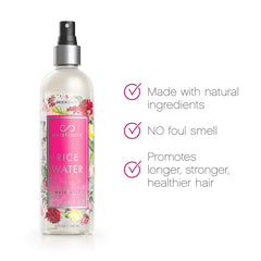 Hairfinity Rice Water Hair Mist ingredients highlight rice extract for elasticity.