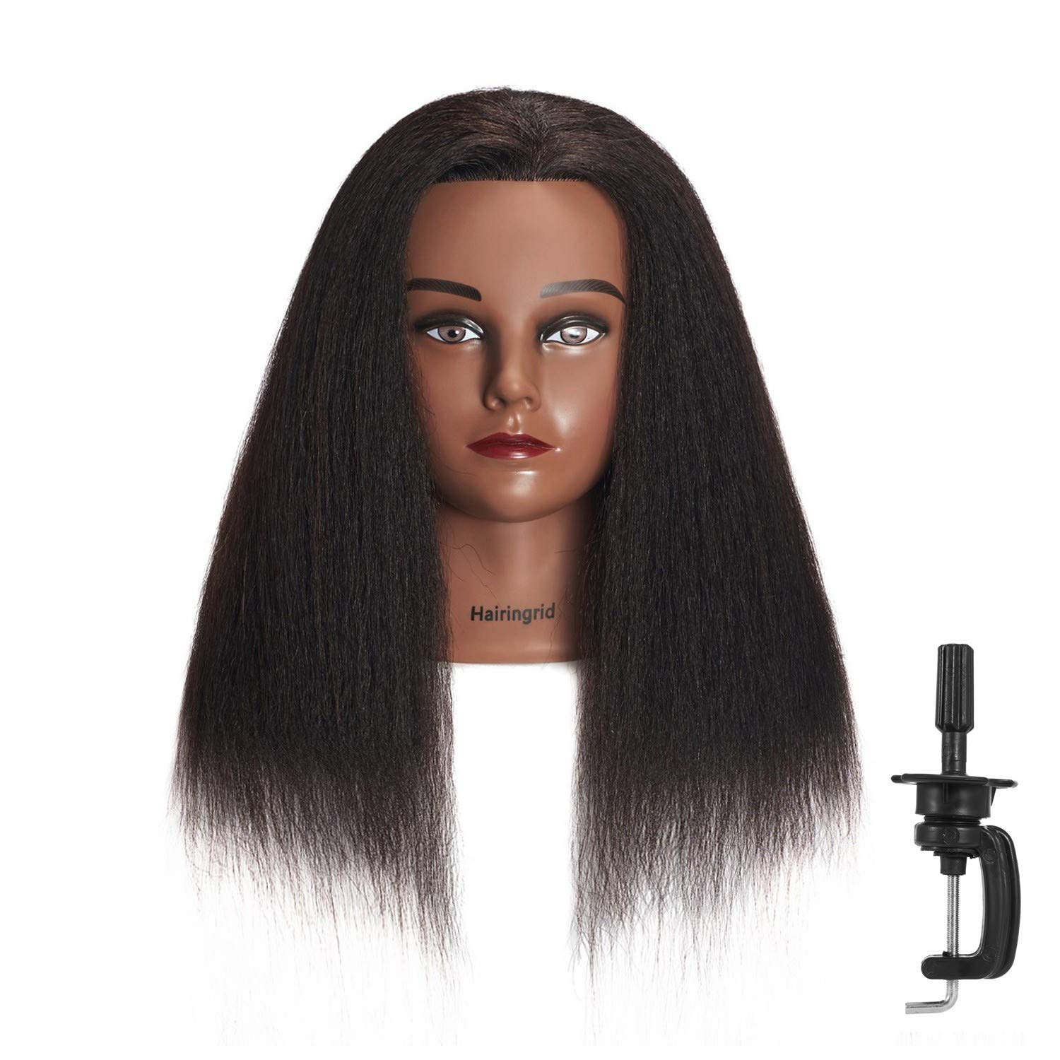 Hairingrid mannequin head 14-inch real hair for practice.