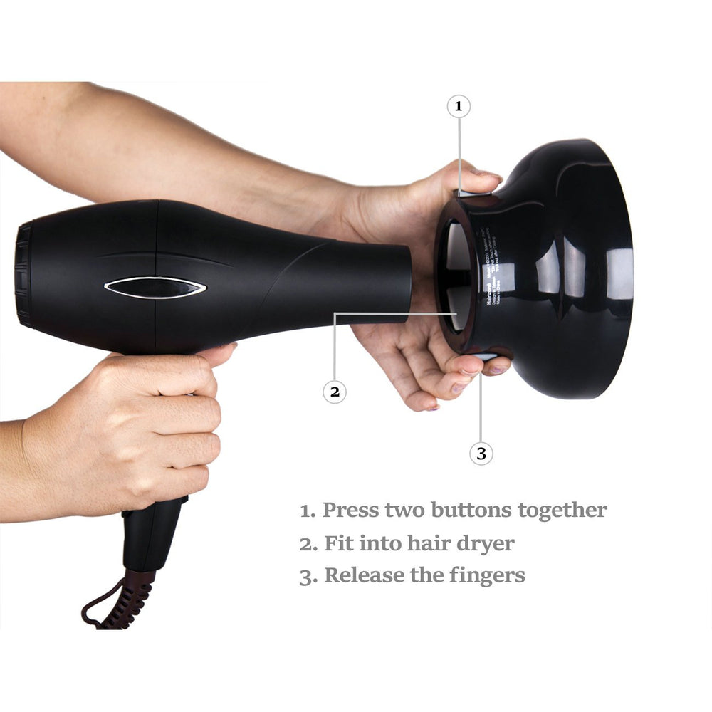 Hairizone diffuser glossy black finish adds premium look while diffusing heat softly
