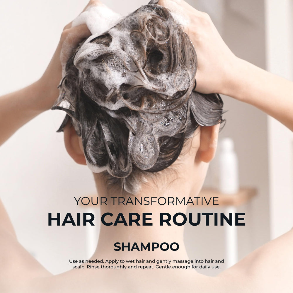 Hairmax Density Shampoo caffeine-action closeup illustrates energizing scalp cleanse