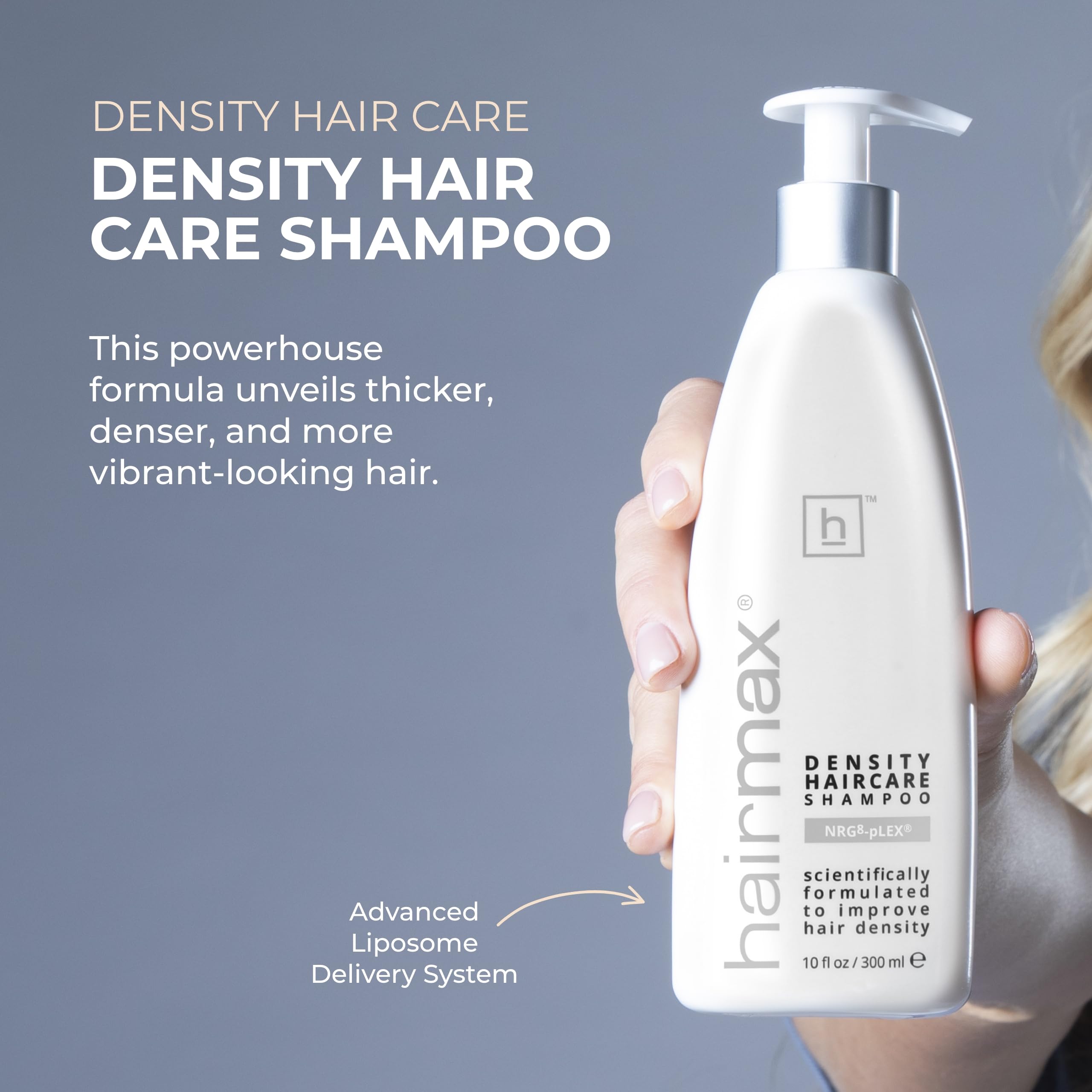 Hairmax Density Shampoo lather closeup shows gentle cleansing for thinning hair
