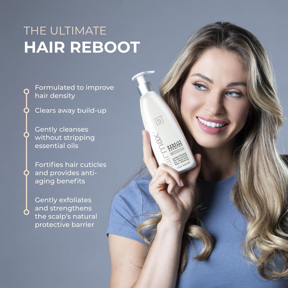 Hairmax Density Shampoo sulfate-free label signals gentle, non-stripping formula
