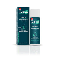 HairMD Transplant Repair Shampoo bottle close-up for post-transplant scalp care