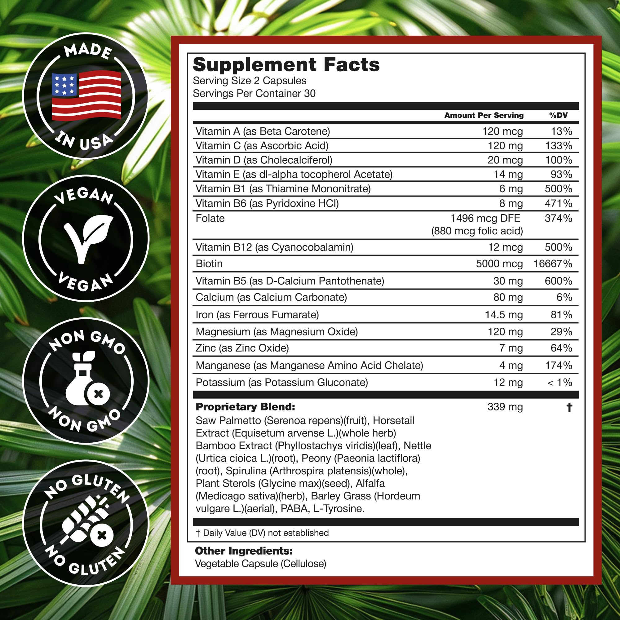 Hairo Nutrition DHT Blocker capsules array for daily hair support.