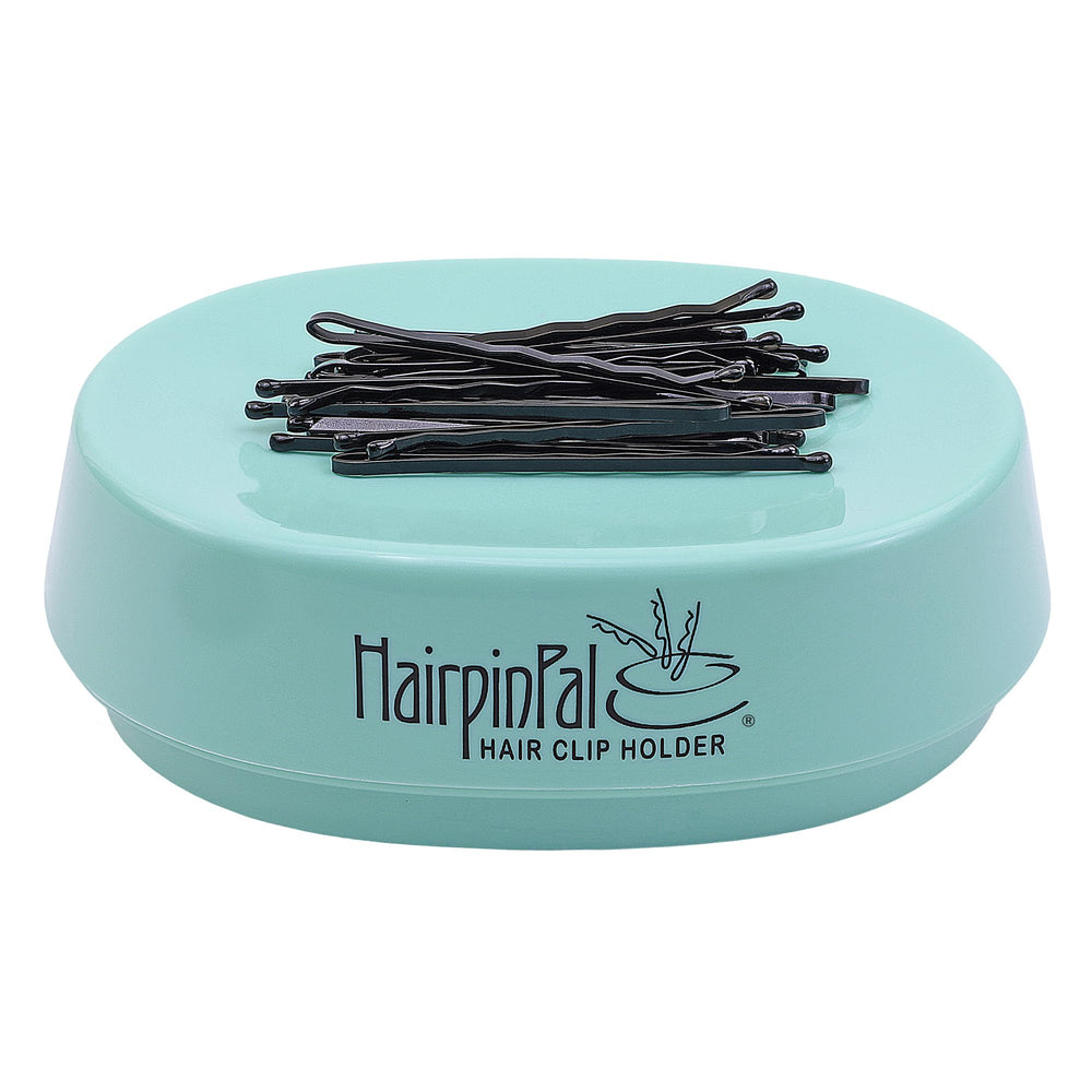 HairpinPal magnetic holder seafoam teal front view organizing clips