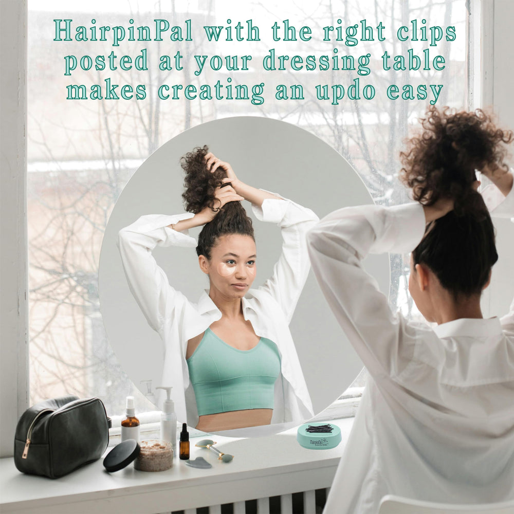 HairpinPal travel-ready dish seafoam teal for on-the-go styling