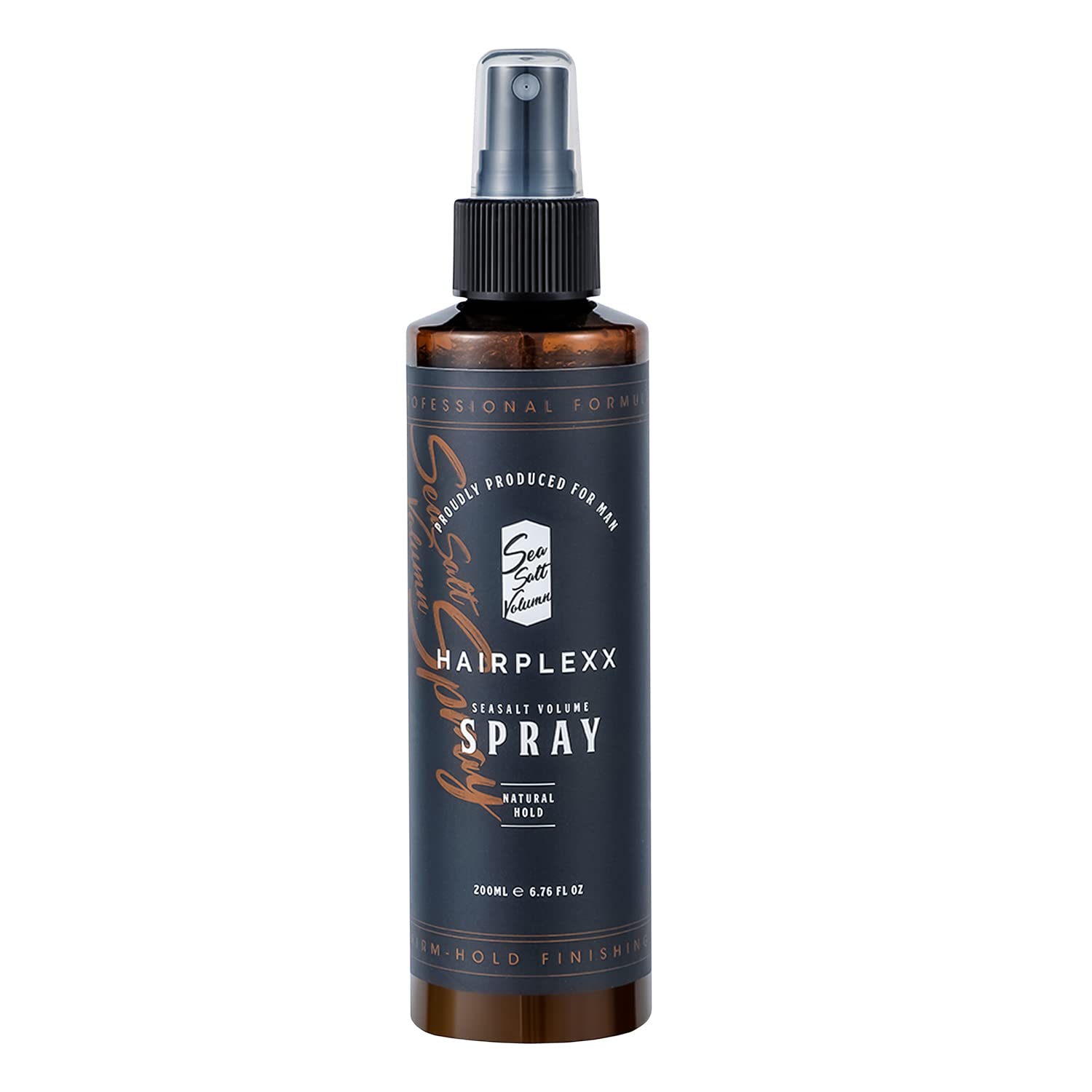 Hairplexx Sea Salt Volume Spray bottle shows natural texture and a fuller look