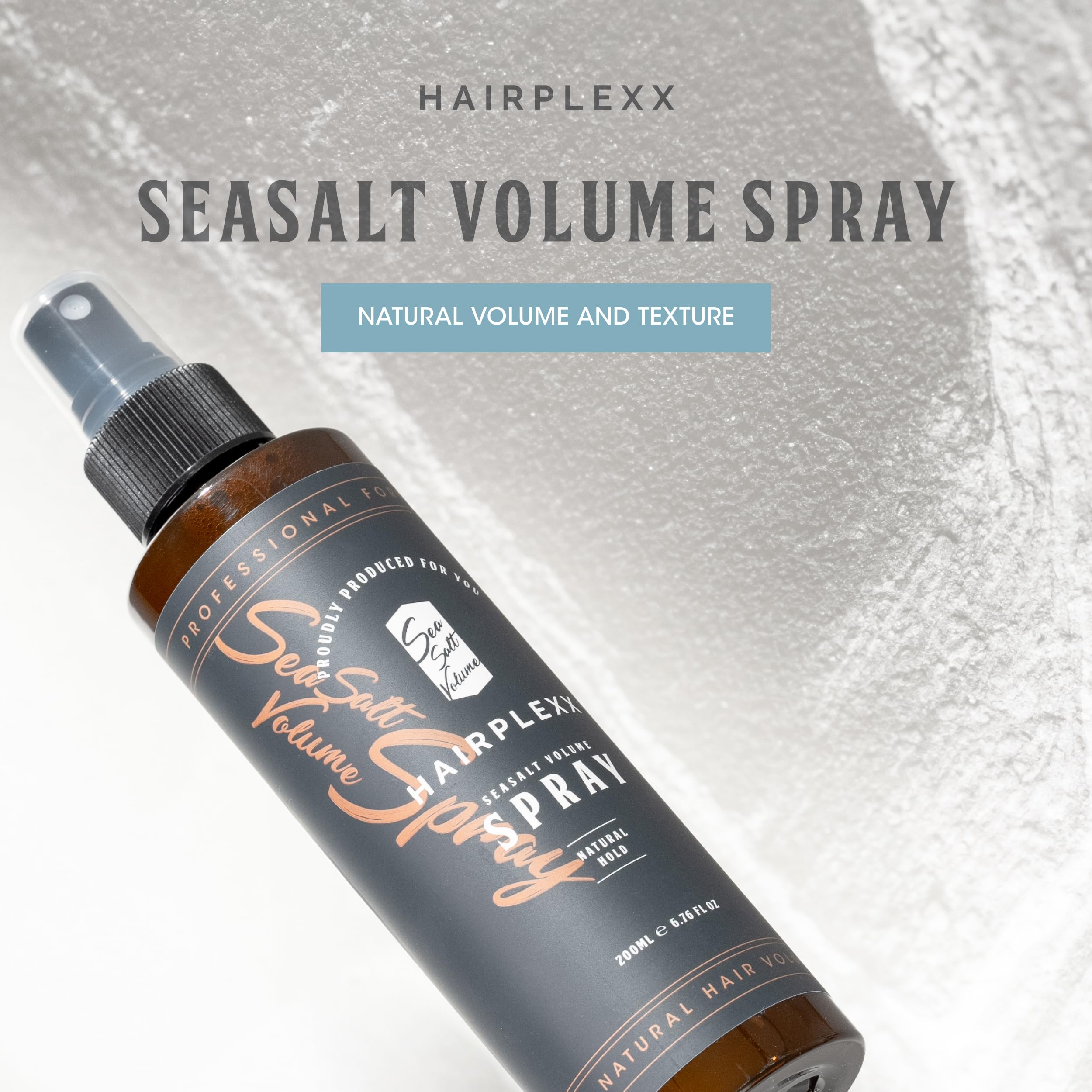 Hairplexx Sea Salt Volume Spray packaging highlights planet-friendly, cruelty-free product.