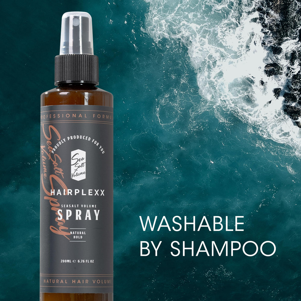 Hairplexx Sea Salt Volume Spray water-based formula ensures easy removal.