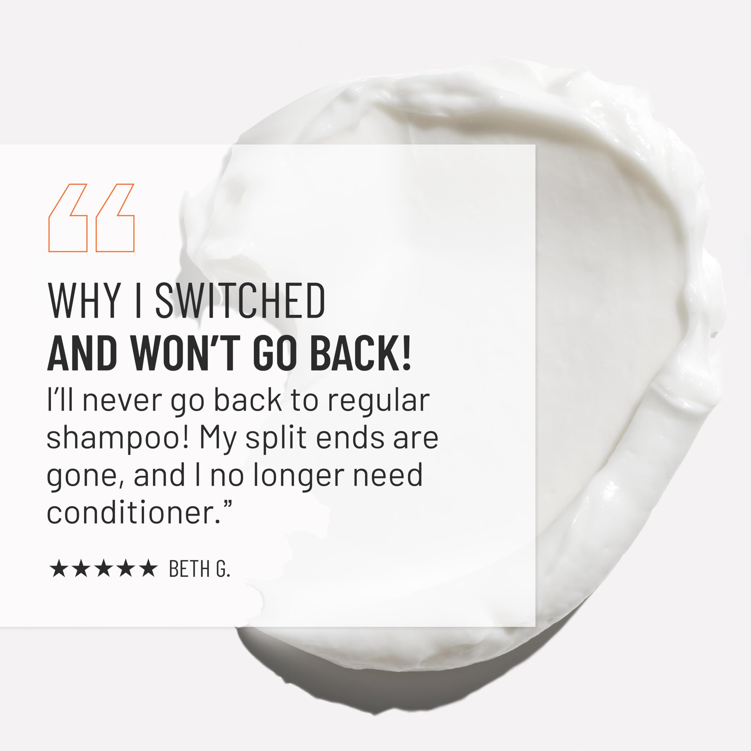 Hairstory New Wash Rich lather on hair demonstrates gentle cleansing.