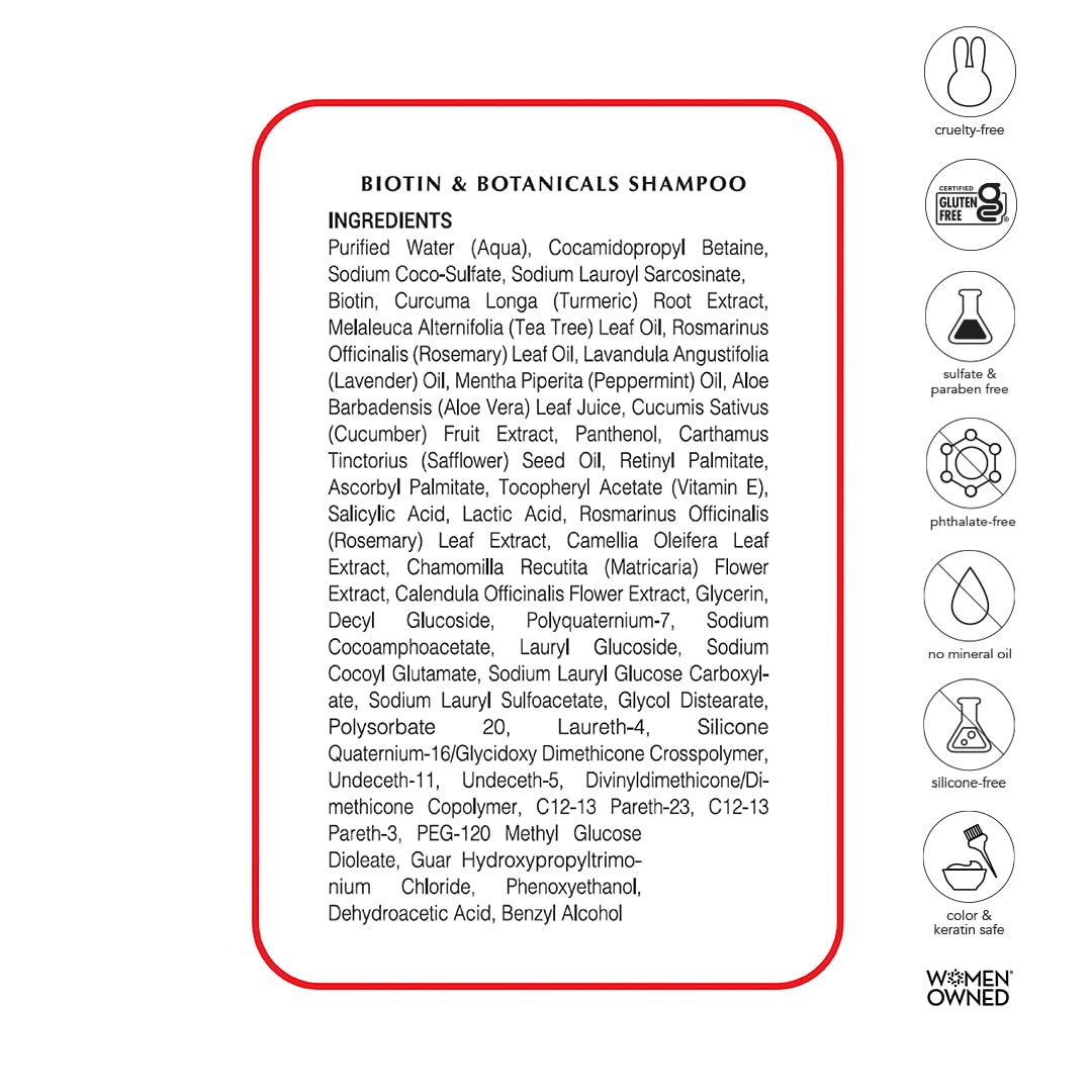 HAIRtamin Biotin Shampoo cucumber extract scene suggests refreshing scalp hydration.