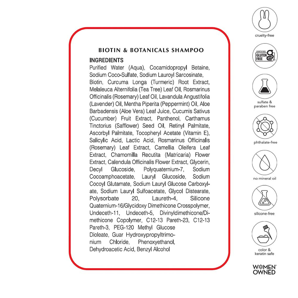 HAIRtamin Biotin Shampoo cucumber extract scene suggests refreshing scalp hydration.