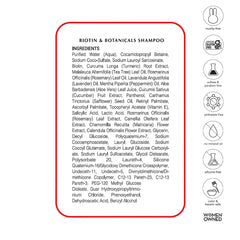 HAIRtamin Biotin Shampoo cucumber extract scene suggests refreshing scalp hydration.