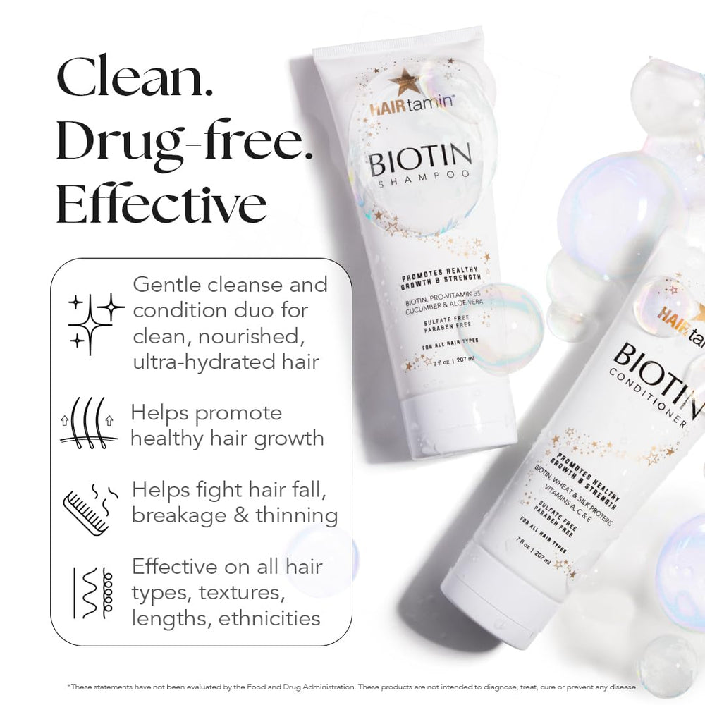 HAIRtamin Biotin Shampoo lather closeup emphasizes a gentle, sulfate-free cleanse.