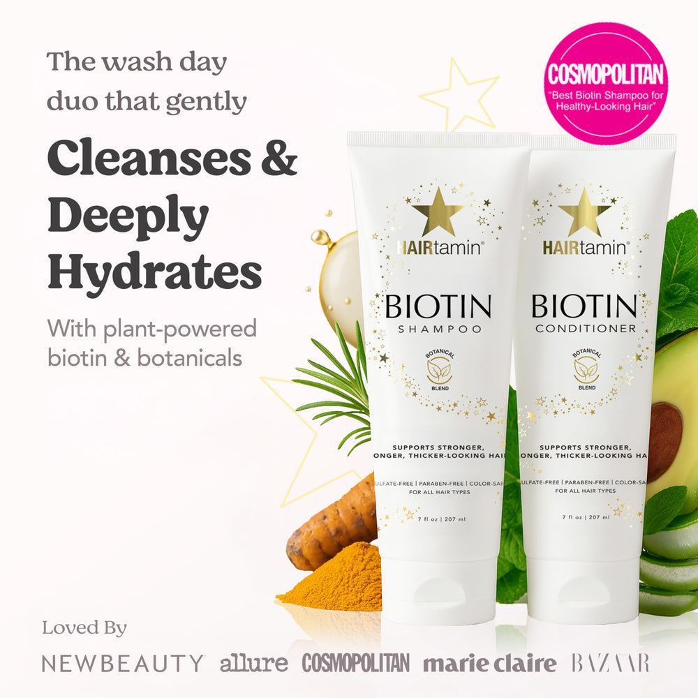HAIRtamin conditioner bottle front emphasizes paraben- and sulfate-free conditioning for color-treated hair