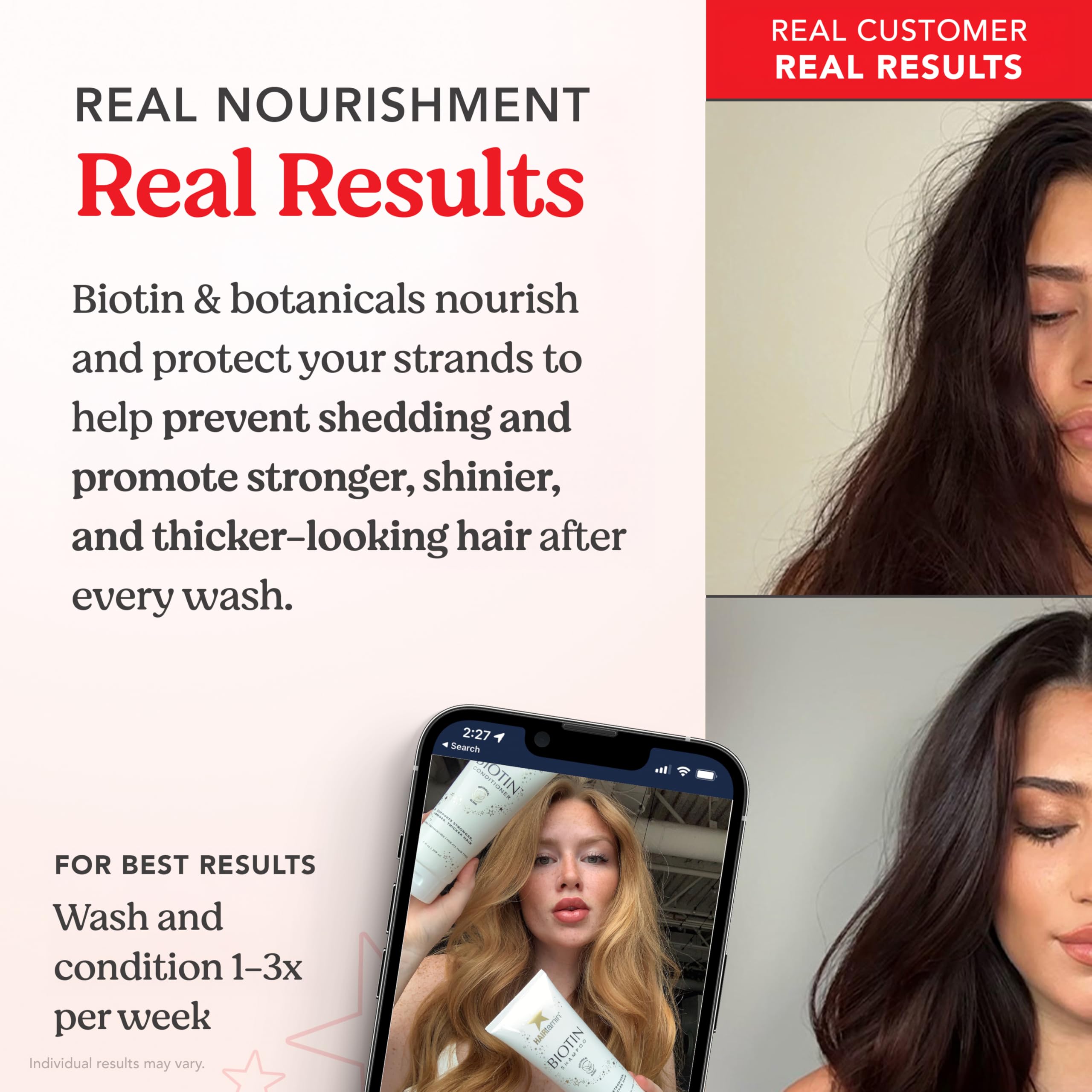 HAIRtamin conditioner pump closeup demonstrates lightweight moisture without buildup