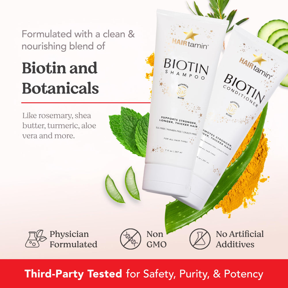 HAIRtamin product packaging reveals premium natural biotin blend
