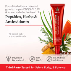 HAIRtamin Scalp Serum ingredients closeup shows Aloe Vera and Niacinamide for scalp care.