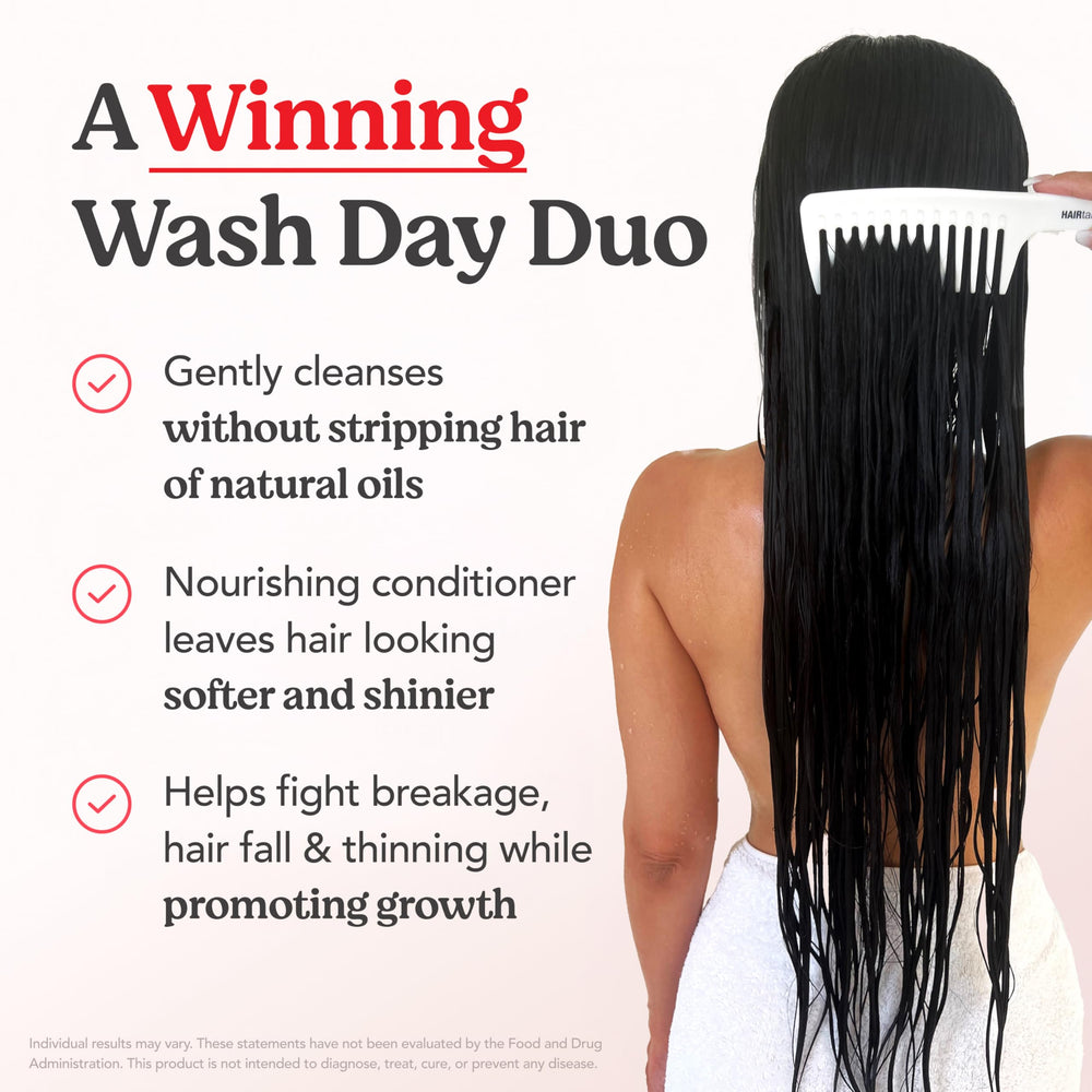 HAIRtamin shampoo lather closeup shows rich foam for clean, vibrant strands