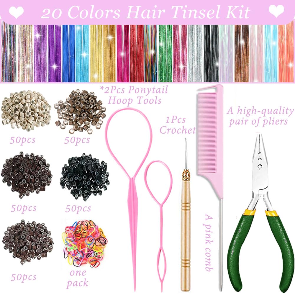 HAITOO Fairy Hair Tinsel 50-inch extensions add long sparkle