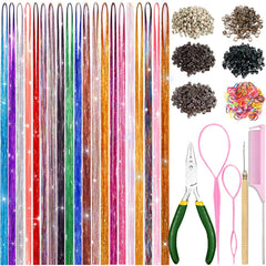 HAITOO Hair Tinsel Kit contents show 20 colors for versatile looks