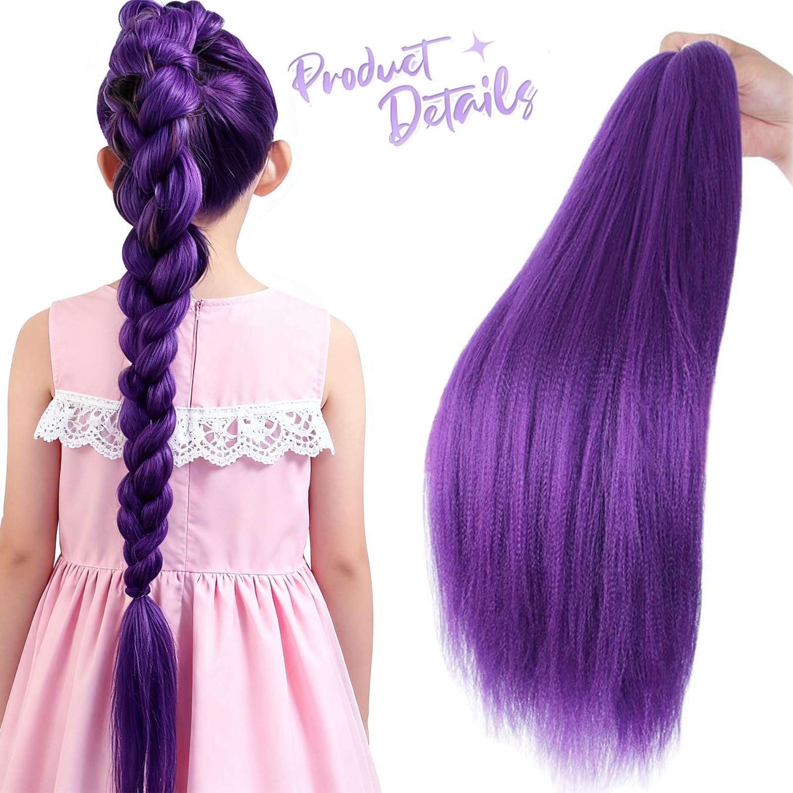 HAITOO purple braiding hair 30inch cosplay look for Halloween and stage shows