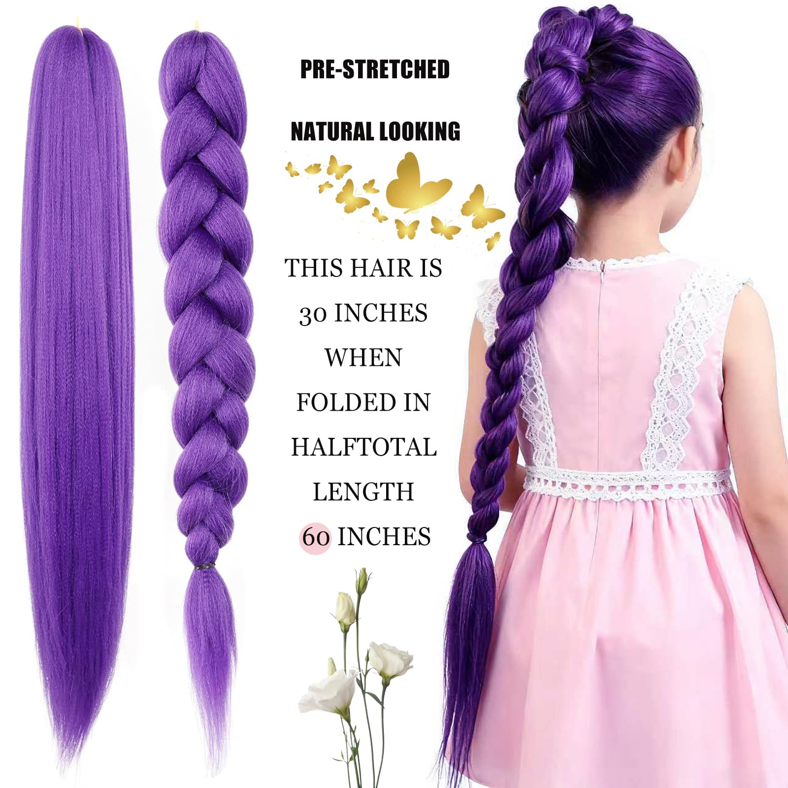 HAITOO purple braiding hair 30inch long braids display versatile styling options